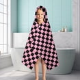 thumbnail image 6 of Black and Pink Checkerboard Pattern Hooded Bath Towel，50"x30" for Ages 3 To 12 Kids, Quick Dry Lightweight Soft Microfiber Hood Beach Towel Cover Up for Kids, 6 of 7