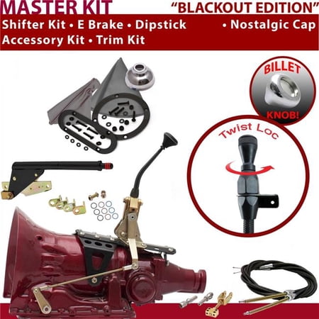 American Shifter 4L60E Shifter Kit Black 8 in. E Brake Cable Trim Kit Dipstick for ED962