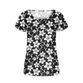thumbnail image 4 of Pisexur Hauts pour Femmes 2023 Été Grande Taille Tuniques Décontractées à Col Rond Chemises à Manches Courtes Pétale Coupe Ample Blouse Mignonne, 4 of 6
