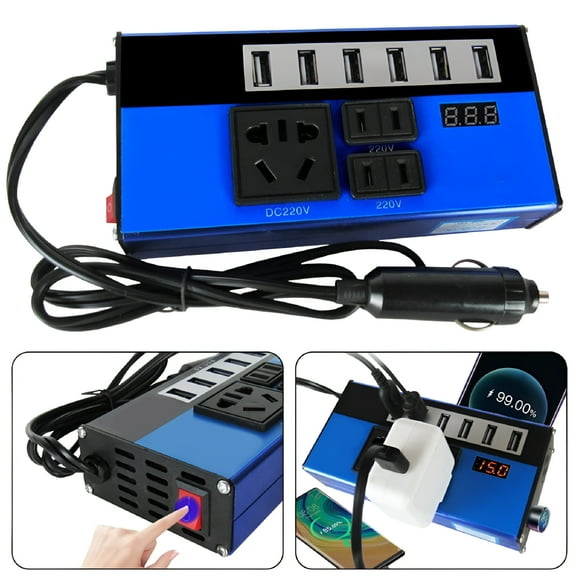 GJX Car Converter Power Inverter 1500W DC12V/24V To DC110V/220V Converter Trip 6USB