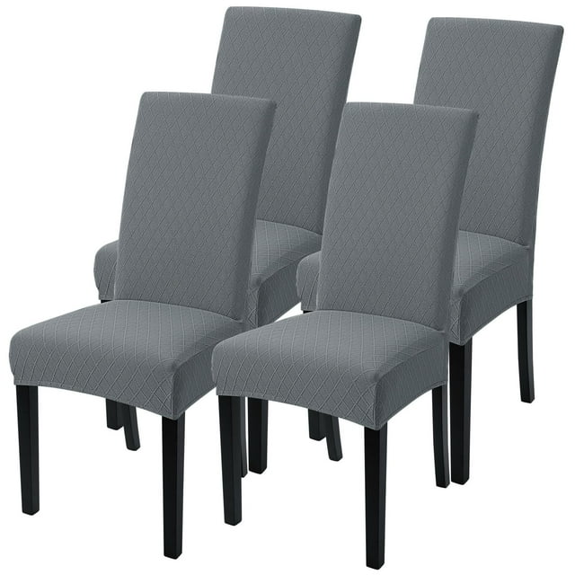 Juego de 4 Fundas Elásticas Grises para Sillas de Comedor SearchI