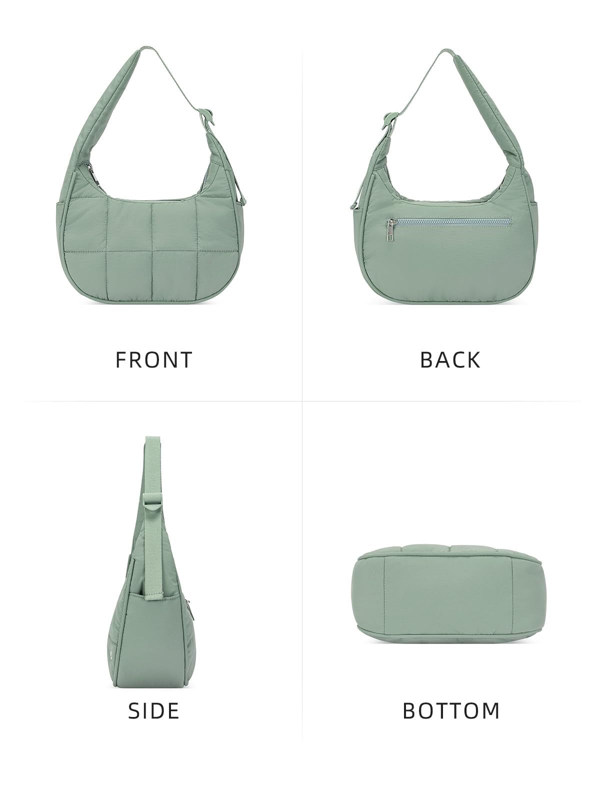 XINLANER Small Crescent Puffer Purse Shoulder Bag for Women Nylon Quilted Purses Bag Adjustable Shoulder Strap Puffy bag
