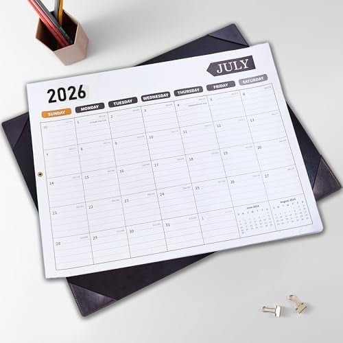 Large Desk Calendar 2026, Calendar with Desk Protecting Pad, 2026 Desk Calendar Large 22x17, Runs From January 2026 to June 2027, 18 Months, Big Desktop Calendar for Family Classroom and Office