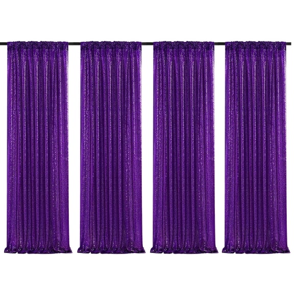 Telón de fondo Poise3eHome con lentejuelas moradas, 61 x 244 cm, 4 paneles