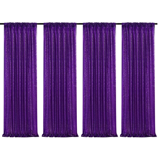 Telón de fondo Poise3eHome con lentejuelas moradas, 61 x 244 cm, 4 paneles