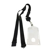 1 Combo Breakaway Black Lanyard with Badge Reel and Hard Plastic Card Holder Combo