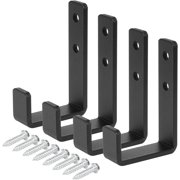 HYKE 4 Pcs 4-3/8" Heavy Duty Steel Black J Hooks Wall Mount Utility Hook for Hanging Bars Garage Storage