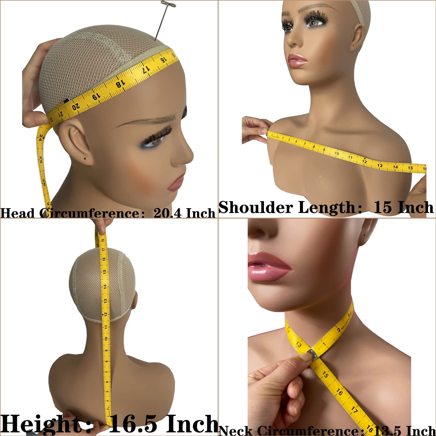 Rossy Nancy Realistic Female Mannequin Head with Shoulder Manikin PVC Head Bust Wig Head Stand for Wigs Display Making,Styling,Sunglasses,Necklace