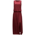 thumbnail image 2 of Summer Dress For Women Sleeveless Round Neck Maxi Dresses Solid Color Fork Opening Dress, 2 of 7