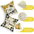 thumbnail image 6 of Summer Bumble Bee Happy Bee Kind Decorative Throw Pillow Covers 18 x 18 Set of 4, Spring Black White Buffalo Plaid Honey Cushion Case Decor, Welcome to Our Home Farmhouse Decoration, 6 of 6