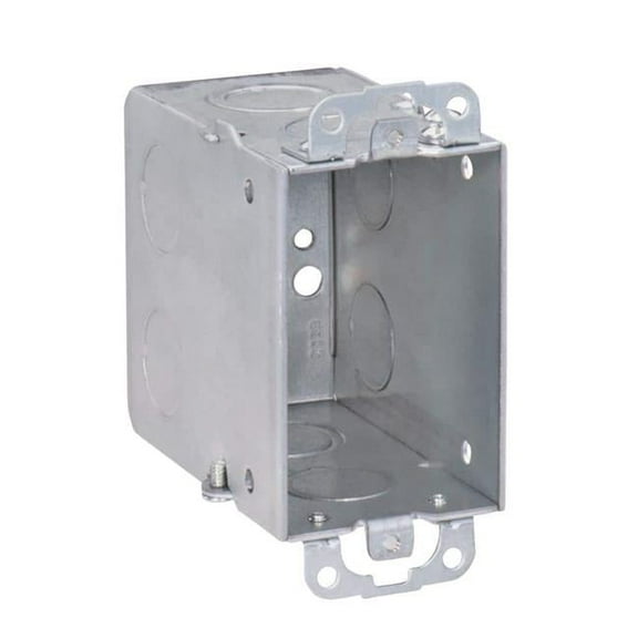 3 x 2 x 3.5 in. Steel Metallic 1-Gang Switch Box with KO & Plaster Ears