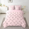 thumbnail image 2 of Homewish Kawaii Glitter Bow Twin Bedding Sets 7-Piece for Girls, Kawaii Cartoon Ribbon Bedding Comforter Set, Girly Pink Bowknot Reversible Sheet Sets, Luxury Bedroom Decor, 2 of 7