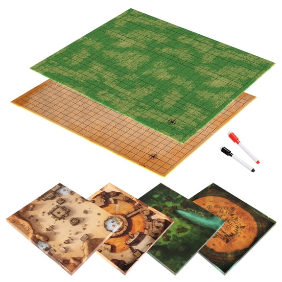 Alfombrilla DND plegable CZYY de borrado en seco con mapas TTRPG de pastizales y desiertos