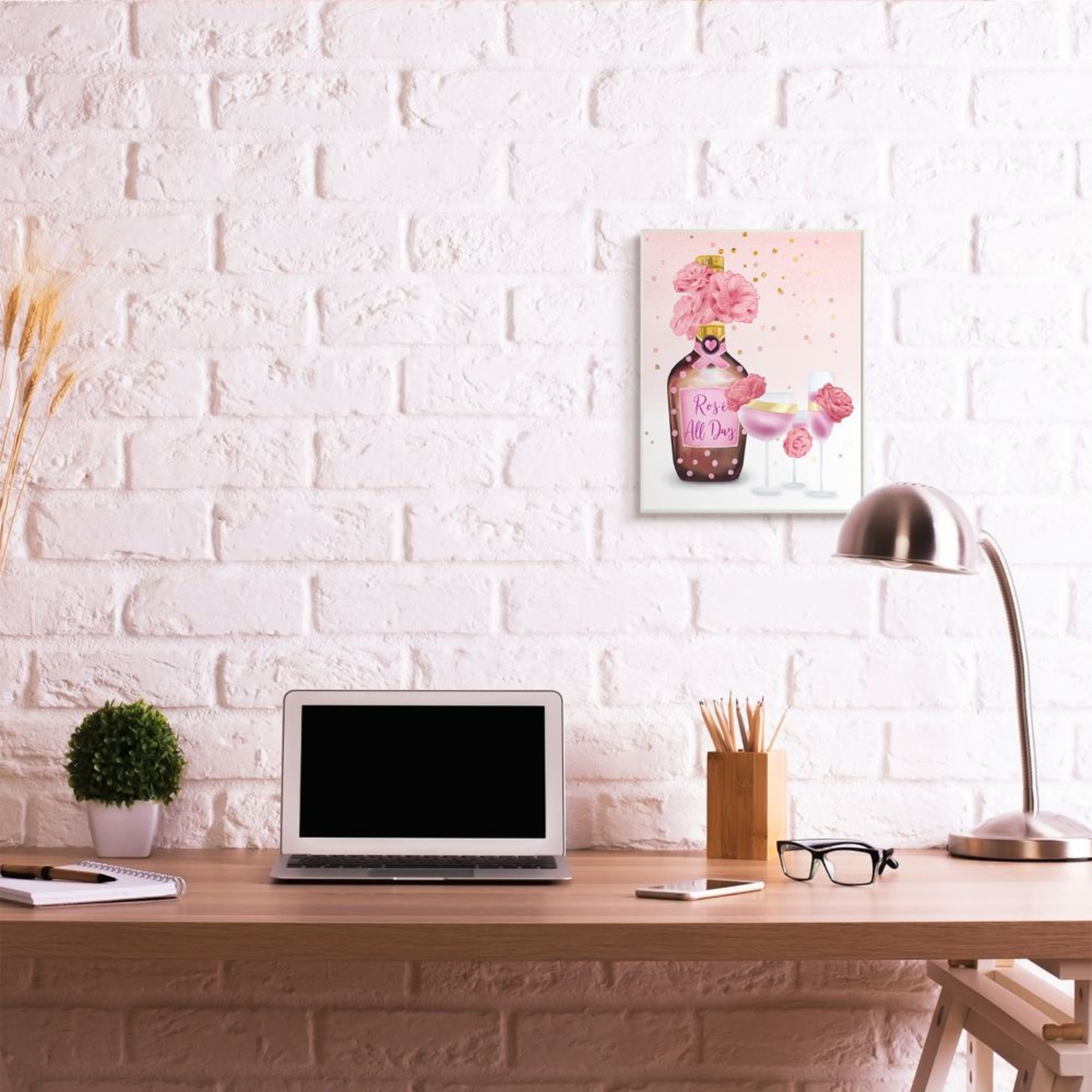 Stupell Industries Rosé All Day Quote with Pink Polka Dot Details Design by Ziwei Li