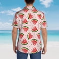 thumbnail image 4 of Balery Hand Drawn Watermelon Camisas hawaianas de manga corta para hombre, camisas playeras de corte holgado, camisas de vacaciones con botones,3X-Large, 4 of 7