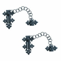 Renovators Supply Door Latches Slide Latch Bolt 5" Black Wrought Iron Colonial Chain Type Door Guard Extra Security Rust Resistant Privacy latches w/Hardware Pack of 2