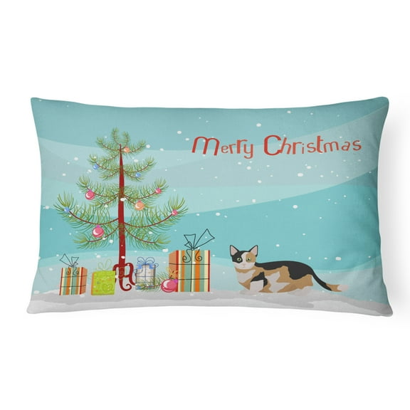 Carolines Treasures CK4656PW1216 Munchkin Cat Merry Christmas Canvas Fabric Decorative Pillow, 12H x16W, multicolor