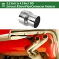 thumbnail image 2 of Rebajadora de codo de escape mandrel de 3.5" OD a 4.5" OD, adaptador de tubo de acero inoxidable 201, longitud de 5 pulgadas, tono plateado, 2 of 7