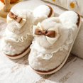 thumbnail image 3 of Zapatillas de algodón con lazo para mujer, zapatos de interior cálidos para invierno, Zapatillas de felpa antideslizantes de suela gruesa, 3 of 5