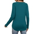 thumbnail image 3 of JYLFC Long Sleeve Tops for Women Raglan Round Neck Tunic T-shirts, Teal XL, 3 of 5