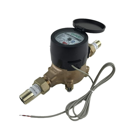 DAE PD-75 Lead Free NSF61, IP68 Positive Displacement Water Meter, 3/4" NPT Couplings, Pulse Output, Gallon