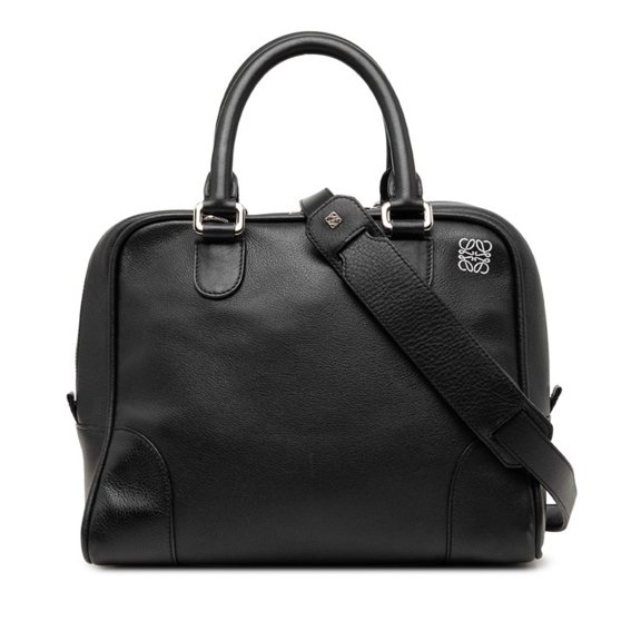 Pre-Owned Loewe Anagram Handbag Shoulder Bag 2-Way Black Leather Women's LOEWE