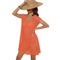 thumbnail image 2 of Women Bikini Cover-Ups Solid Color See-Through Hollow-Out Sleeveless Beach Slit Mini Dress Swimwear Sunscreen Blouse, 2 of 5