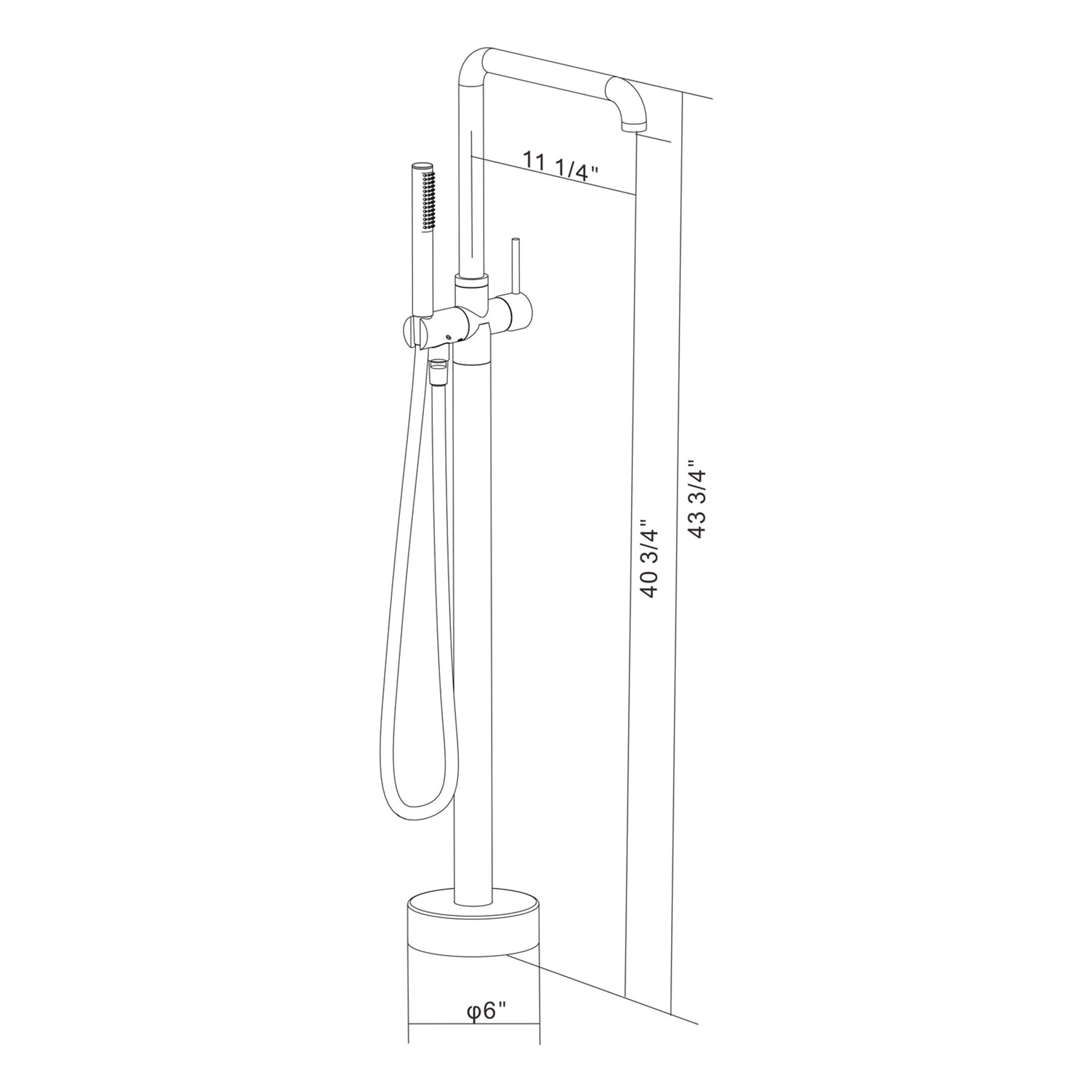 Freestanding Bathtub Faucet, Floor Mount Bathtub Faucet with 2 Water Outlet Modes, Sivwel Gooseneck Spout with Hand Shower,Stainless steel Single Handle Tub Filler Freestanding Bathtub Faucet, r