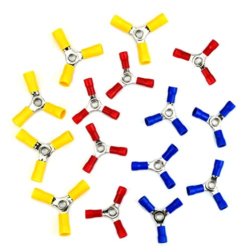 15 Crimp 3 Way Y Ring Butt Connector Terminal Vinyl 22-18 16-14 12-10 Gauge AWG$$Electrical