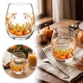 thumbnail image 2 of Leeye Thanksgiving Stemless Wine Glass - Fall Squirrel & Pumpkin Design, 2D Printed, for Home & Holiday (Style C), 2 of 6