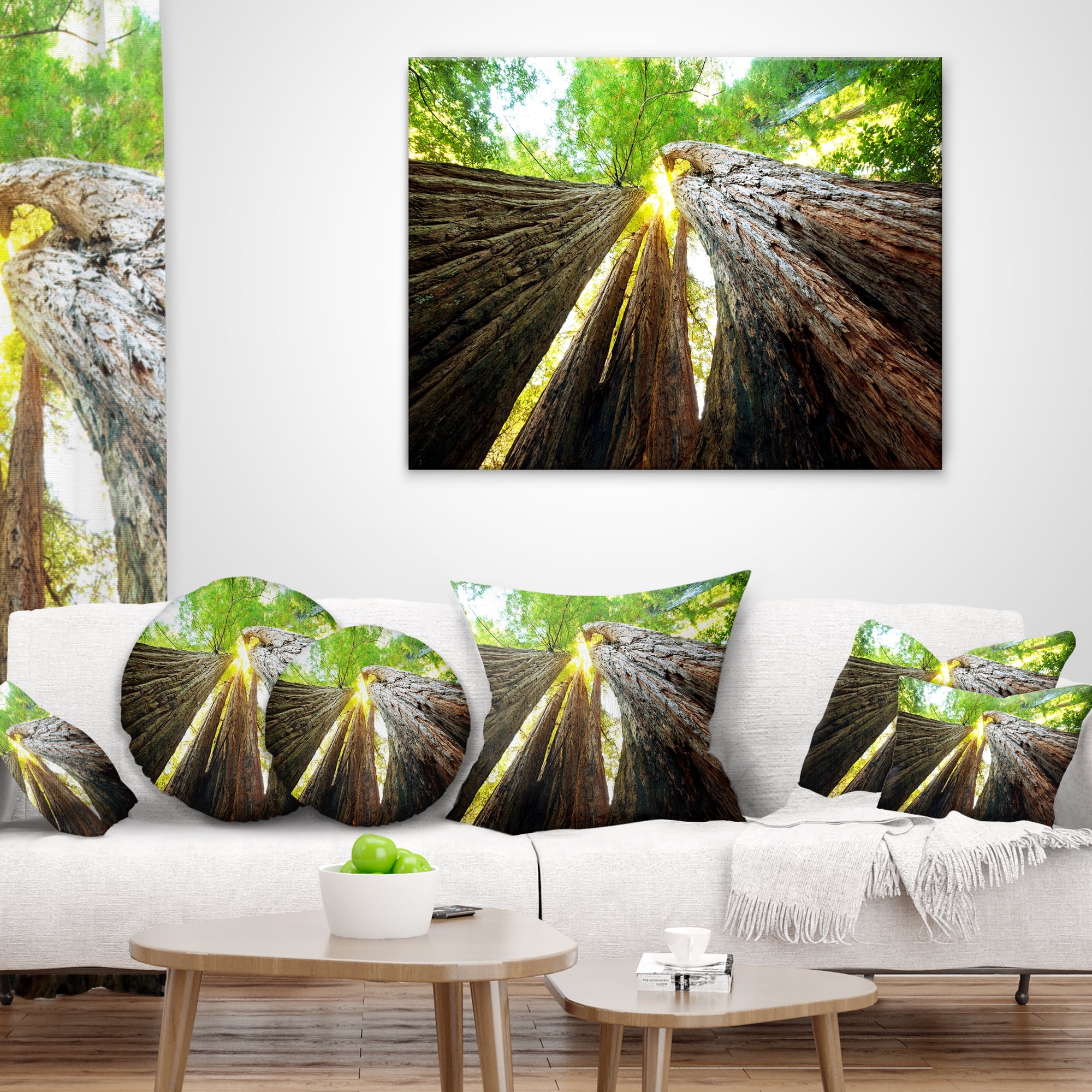Designart Sequoia Tree - Photography Throw Pillow - 18x18