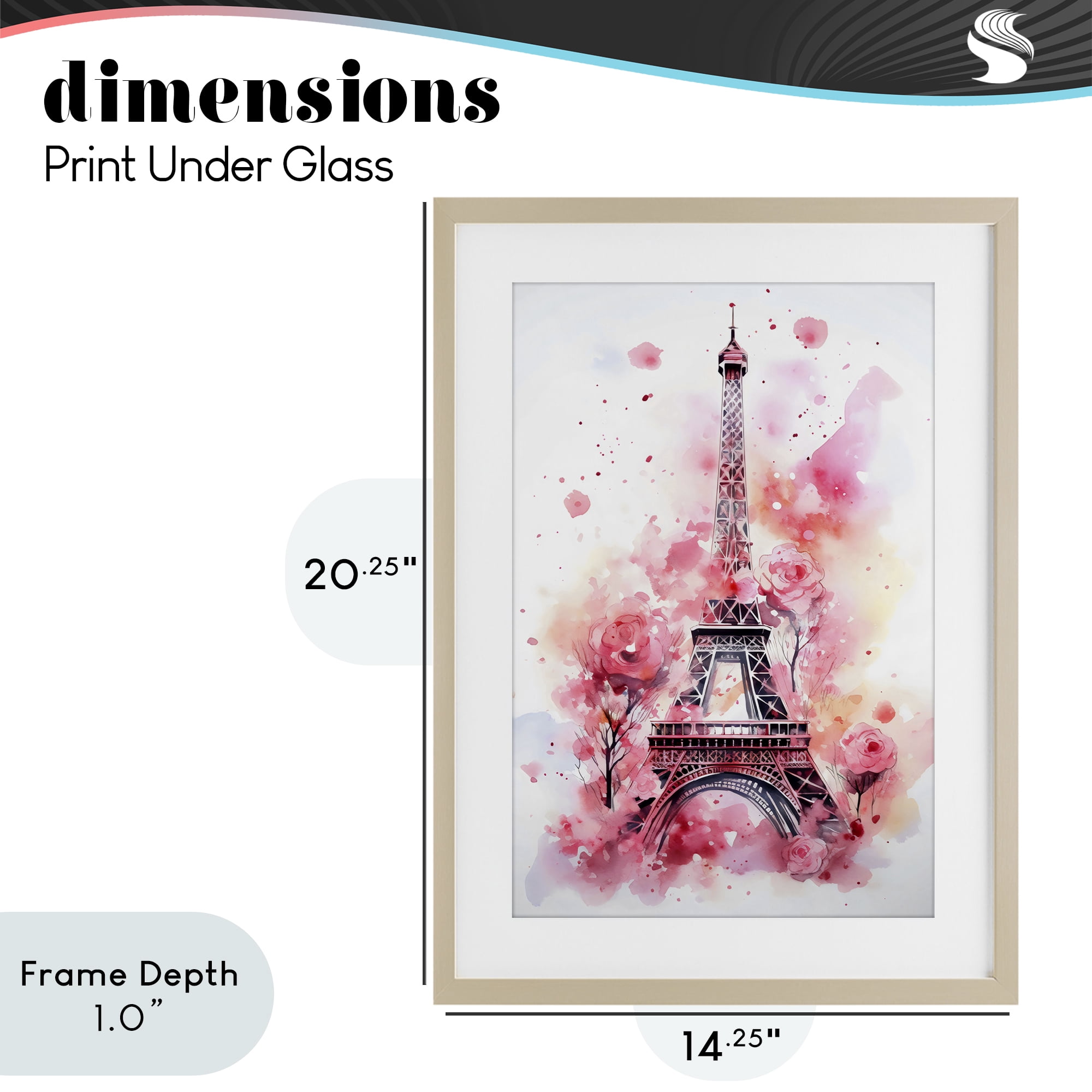 Stupell Industries Eiffel Tower In Roses Birch Framed Print Under Glass, design by Creative Studio