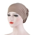 thumbnail image 2 of Women's Soft Cotton Sleep Turban - Breathable Chemo Headwear & Muslim Hair Cover, Slouchy Beanie Cap for Bed, Cancer Recovery, Modest Fashion (Multiple Colors), 2 of 5