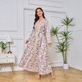 thumbnail image 2 of Women's Dress Embroidered Robe Elegant and Elegant Temperament Printed Color blocking Soft and Comfortable Temperament Dress (Pink,L), 2 of 5