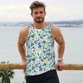 thumbnail image 6 of Gukieu Floral In Blue Print Men's Quick Dry Fitness Vest, Round Neck Sleeveless Fitness Bodybuilding Top-Small, 6 of 7