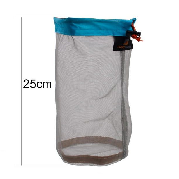 2x Ultralight Drawstring Net Mesh Stuff Sack Storage Bag Travel Hiking 