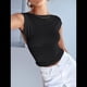 thumbnail image 5 of Camiseta Ajustada Sin Espalda para Mujer, de Corta, Cuello Redondo, Informal, de Verano, Estilo Y2K Negro S, 5 of 7