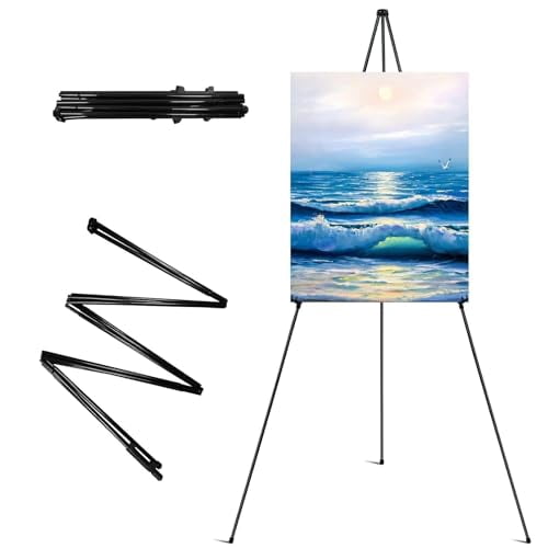 Portable Lightweight 63-Inch Tripod Easel Stand for Wedding Signs, Posters, and Display Boards with Carrying Bag, Metal Frame, Quick Setup
