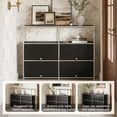 thumbnail image 3 of Innovaze 4-Tier Accent Cabinet with Door， Metal Storage Cabinet, Freestanding Organizer for Living Room, Entryway, Bedroom, Black, 3 of 9