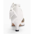 thumbnail image 3 of Women  Low Kitten Heel Bow Heels Dress Shoes Closed Pointed Toe Ankle Strap Elegant Wedding Party Pumps, 3 of 4