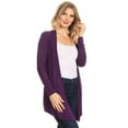 thumbnail image 2 of MOA Collection Women's Plus Solid Basic Open Draped Front Long Sleeve Relaxed Cardigan Sweater, 2 of 5