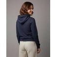 thumbnail image 2 of Milltex 8oz Midweight Fleece Hoodie Unisex CVC Cotton Blend Hooded Sweatshirt Pullover Blank Hoodie for Men Women - NavyHeather, 2 of 5