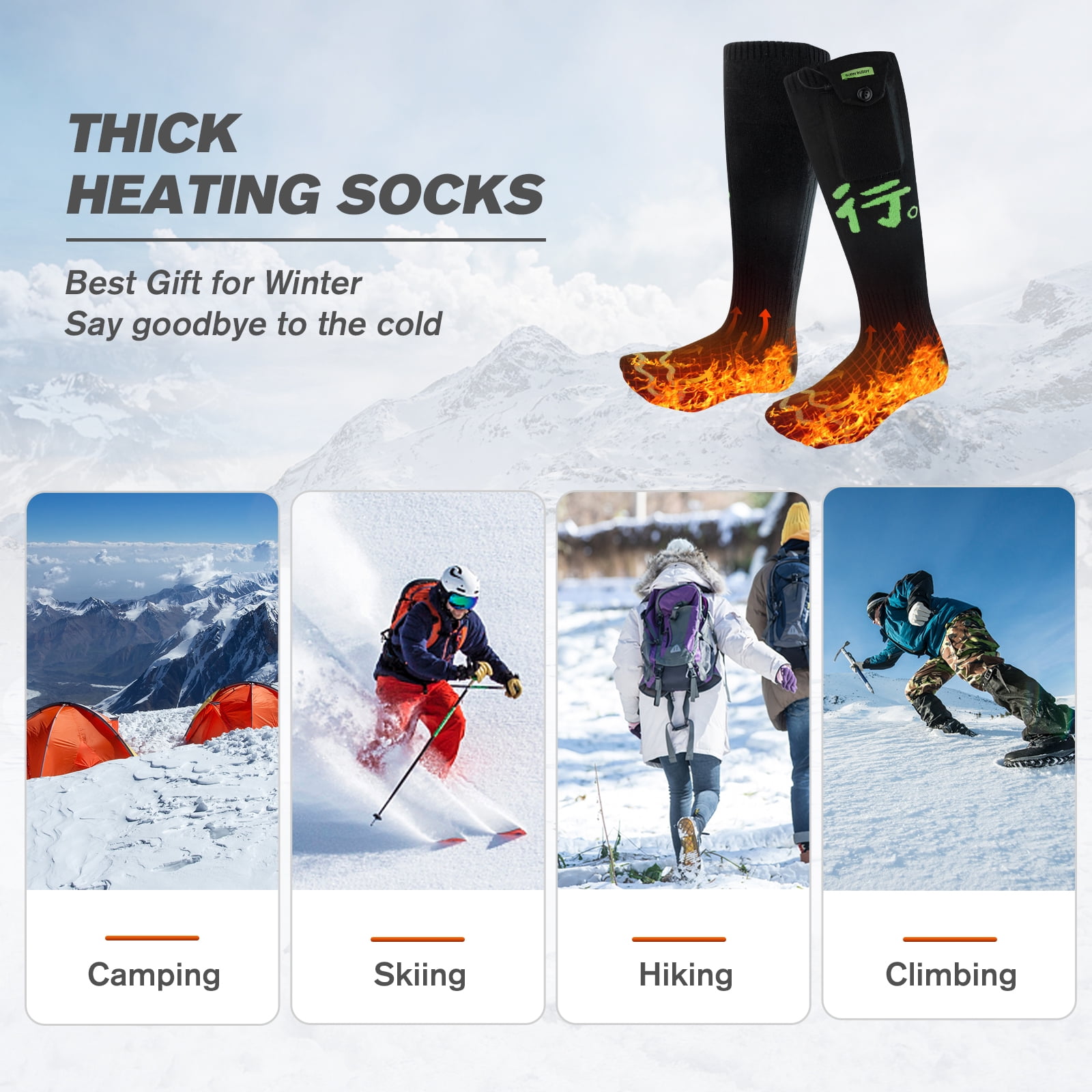 Heated Socks for Men Women,Rechargeable Heated Socks with 4 Heating Level,Battery Heated Socks Washable Electric Socks for Men Skiing Hunting Camping L