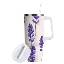 Yayeee 40oz Double-Wall Insulated Stainless Steel Tumbler with Handle Bottle, Lavender Pattern