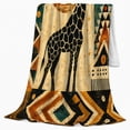 thumbnail image 2 of Vintage African Tribal Giraffe Mosaic Sun, Cozy Friendship Quote Scene, Warm Flannel Blanket for Living Room and Reading Nook, Art Lovers Friendship Gift, Artistic Home Decor, 2 of 9