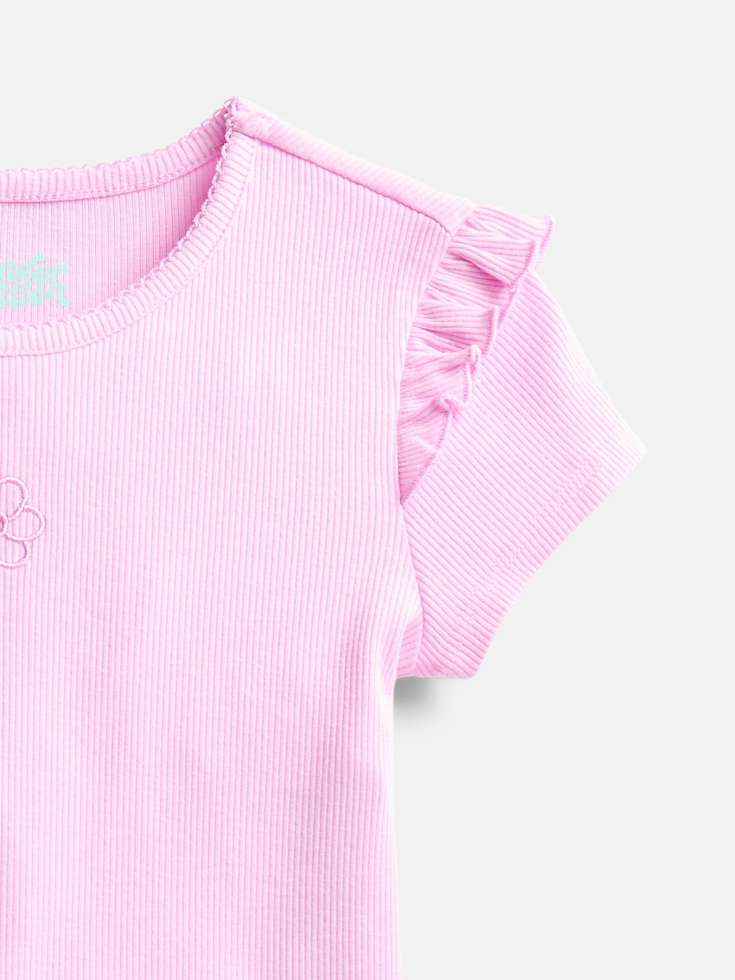 Wonder Nation Little Girls Baby Tee with Ruffle Sleeves, Sizes 4-10