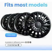 Alpena Austin Black Wheel Covers – Set of 4, European-Made Hubcaps – 15-Inch Universal Fit