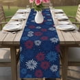 thumbnail image 4 of Independence Day Firework Table Runner, Modern Red Blue White Fireworks Star Cotton Linen Kitchen Table Decoration Washable Dining Tabletop Runners for Home Party Decor 13x120 Inches, 4 of 9