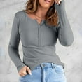 thumbnail image 5 of YDFCWXW Long Sleeve Shirts for Women 2025 Fall Henley Top Slim Fit Ribbed Knit Cute Basic Tee Button Up Thermal Tunic Tops (Grey, L), 5 of 6