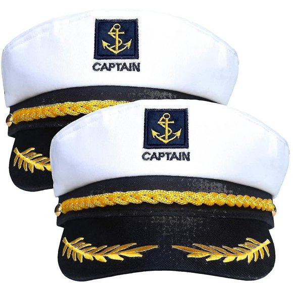 2 Pieces Navy Marine Admiral Style Hat - Adjustable Shisailor Cap